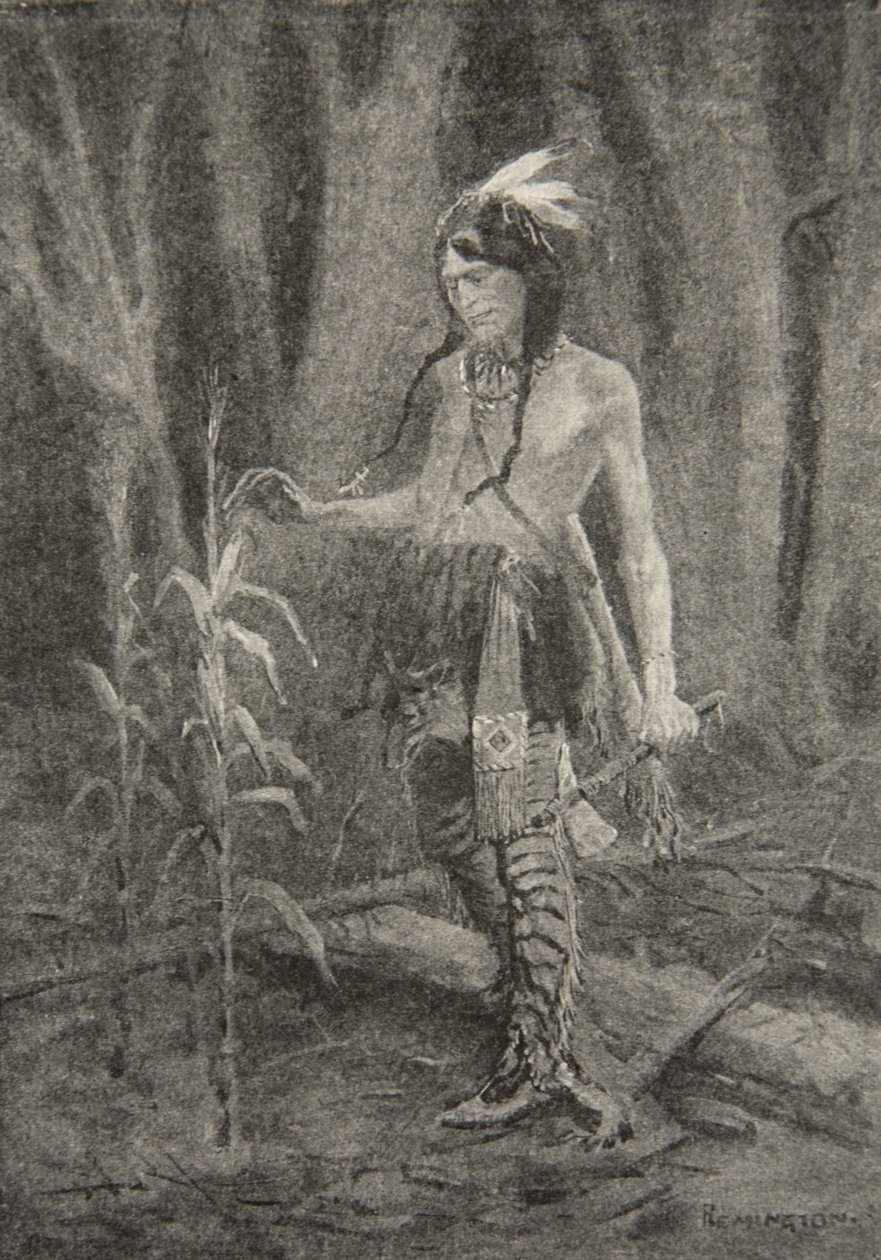 Og han så en ung nærme sig, klædt i grønt og gult, fra The Song of Hiawatha af Henry Wadsworth Longfellow (1807-82), pub. af George G. Harrap und Company Ltd., 1911 af Frederic Remington