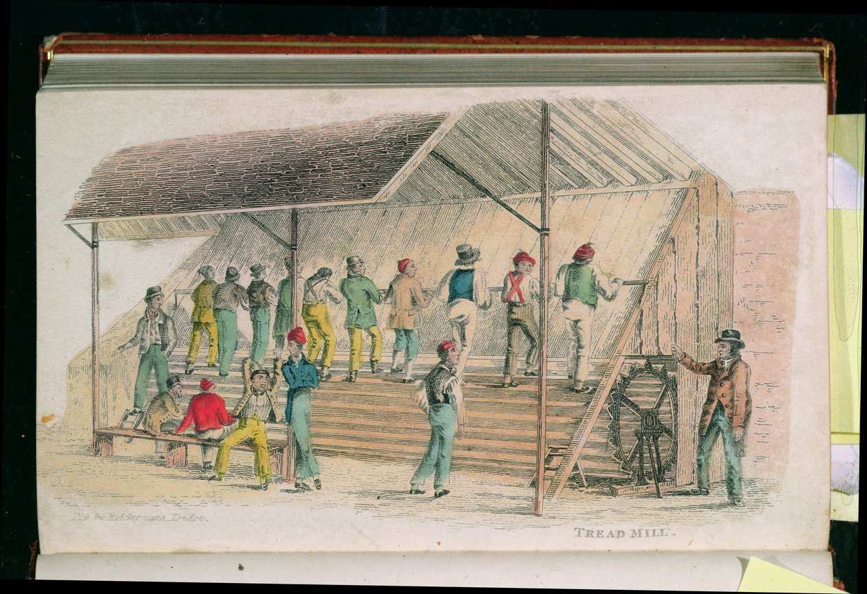 Trædemøllen, fra Ackermanns "Verden i miniature", udgivet af Ackermann. 1827 af Frederic Shoberl