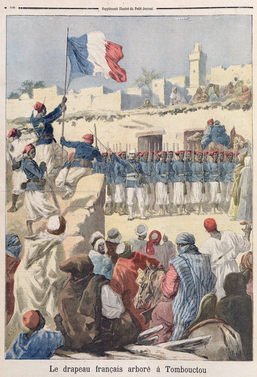 Hæsningen af det franske flag i Timbuktu (Mali) fra 