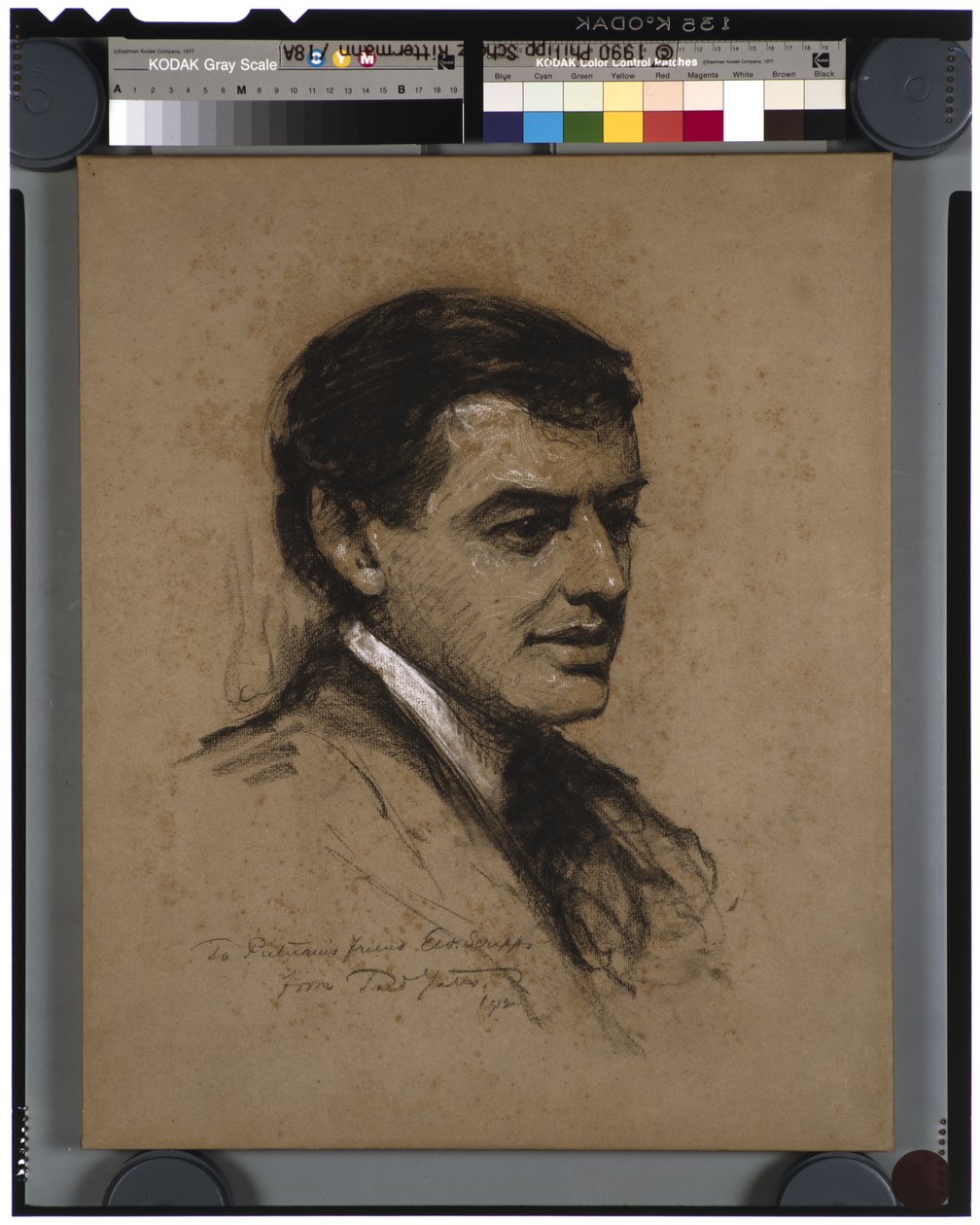 Portræt af Arthur Putnam, 1912 (trækul på papir) af Frederic Yates