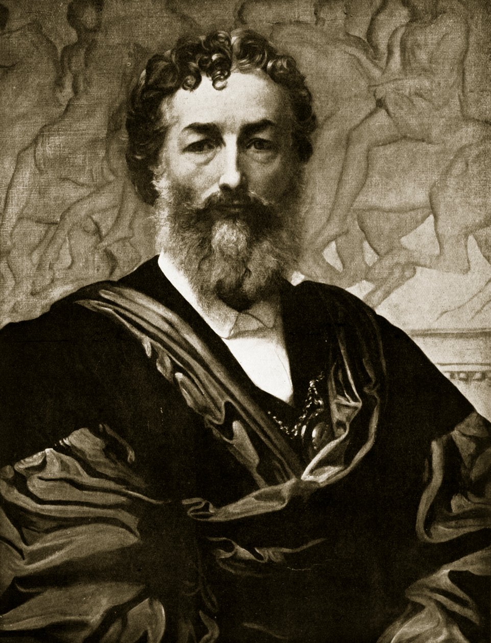 Selvportræt (litho) af Frederic (after) Leighton