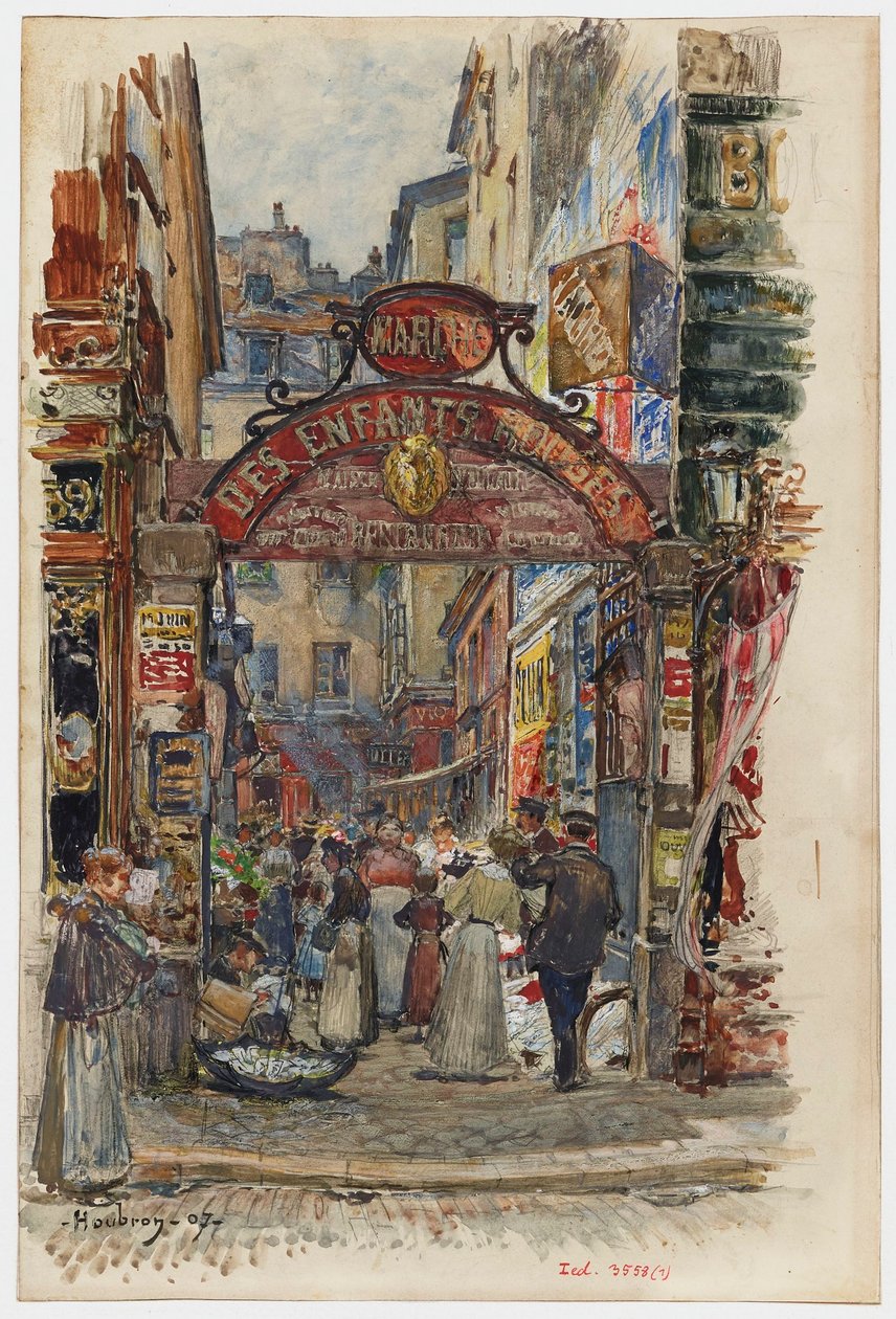 Indgang til Marché des Enfants-Rouges, 39, rue de Bretagne af Frederic Anatole Houbron