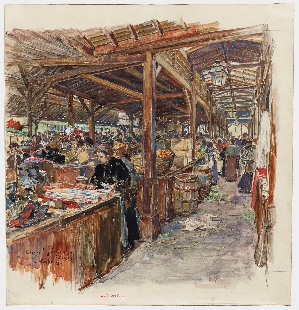 Inde i Marché des Enfants-Rouges af Frederic Anatole Houbron