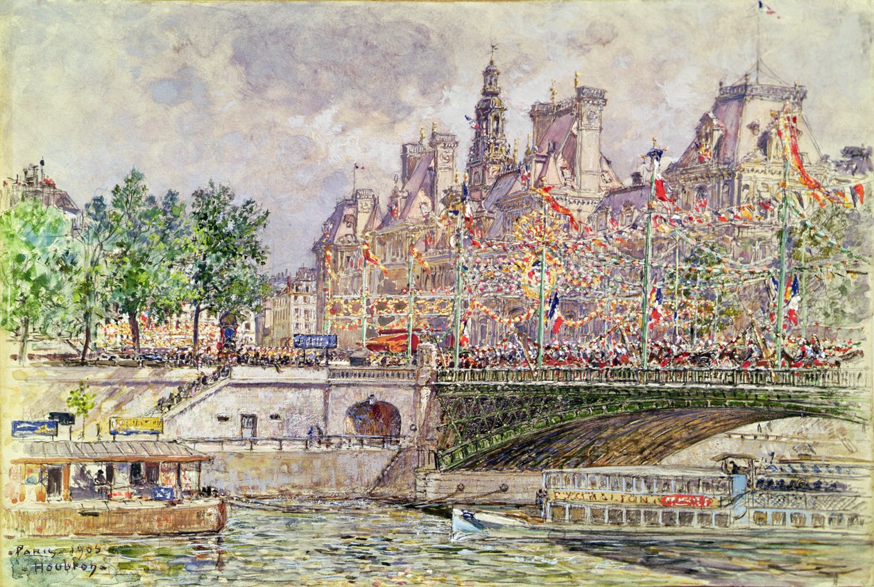 Rådhuspladsen, Paris, 14. juli 1905 af Frederic Anatole Houbron