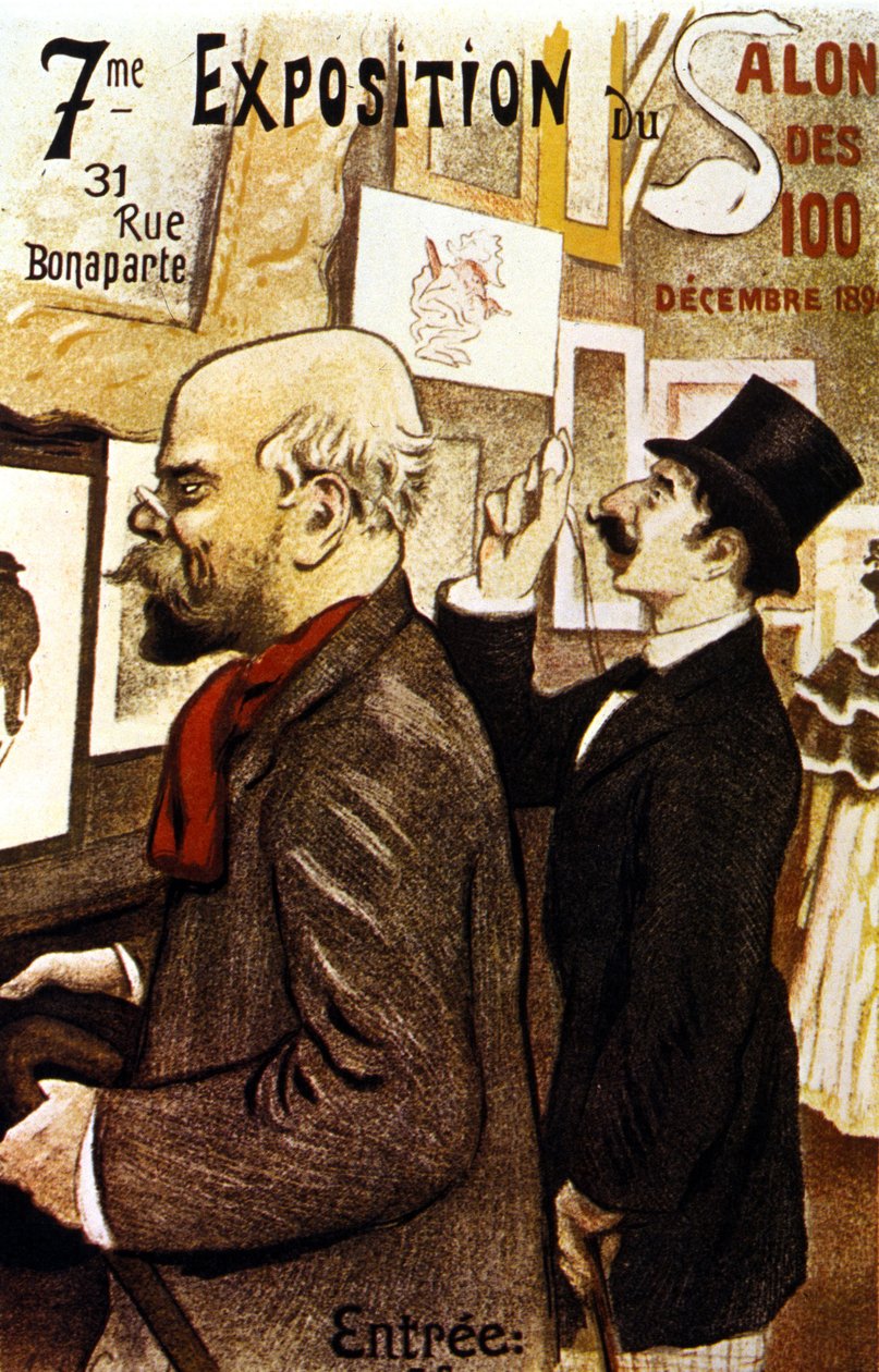 Plakat af den 7. udstilling af Salon des 100. December 1894. Paul Verlaine. af Frederic Auguste Cazals