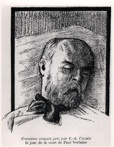 Skitse af Paul Verlaine på hans dødsleje, fra 
