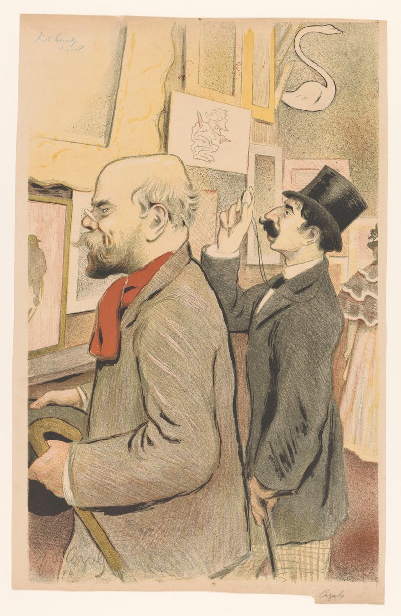 Verlaine og en ukendt mand ser på aftryk af Frederic Auguste Cazals