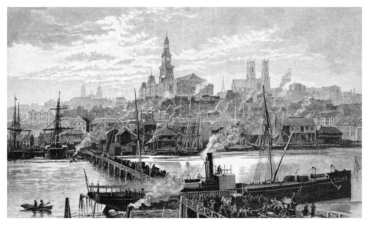 Darling havn, fra Pyrmont, Sydney, New South Wales, Australien, 1886. af Frederic B. Schell