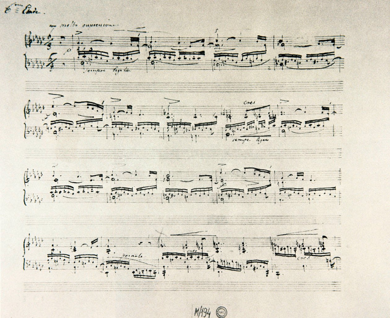 Partitur af "Etuder for klaver opus 10" af den polske komponist Frederic Chopin (1810-1849) af Frederic Chopin