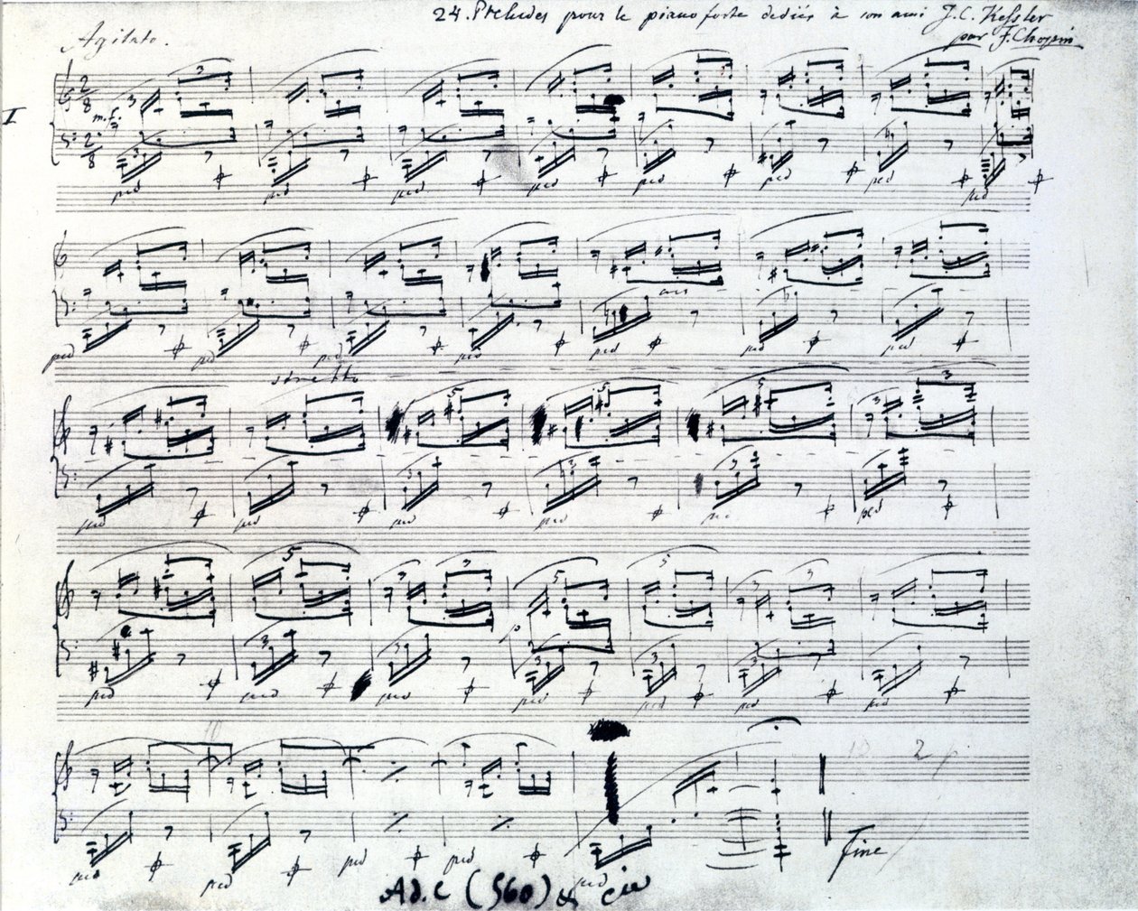 Nodehæfter til Prelude 1 for klaver af Frederic Chopin (1810 - 1849), polsk komponist. af Frederic Chopin