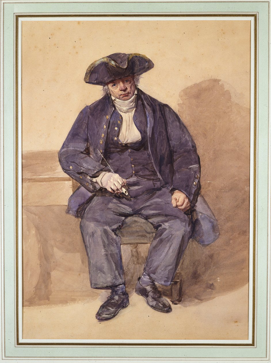 Portræt af John Adams, alias John Wilkinson, underofficer, 78 år gammel (akvarel) af Frederic Cruikshank