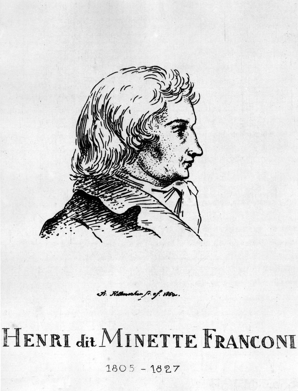Cirkus: Eau forte af Frédéric Hillemacher, portræt af Henri Franconi, dit Minette Franconi (1805-1827) - i "The Franconi Circus"". af Frederic Desire Hillemacher