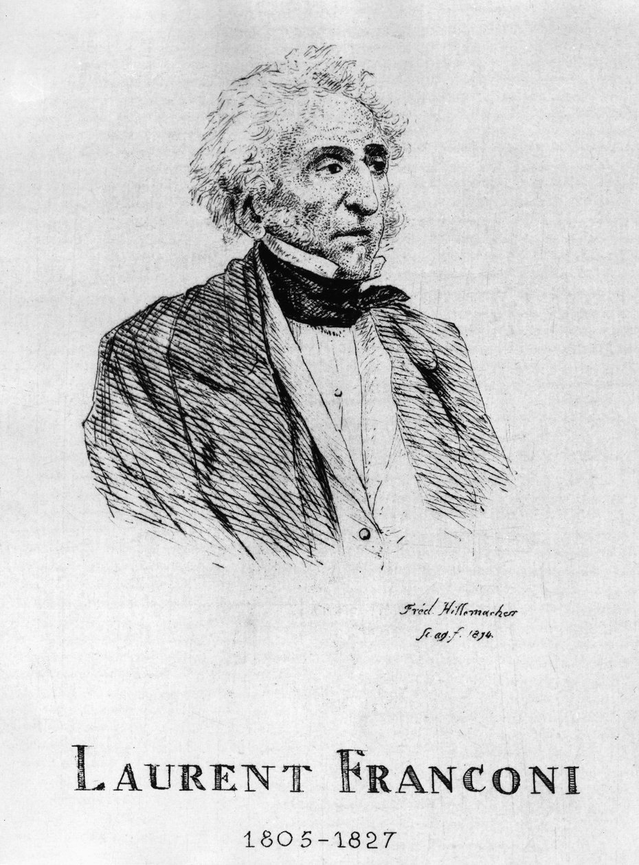 Cirkus: Eau forte af Frédéric Hillemacher, portræt af Laurent Franconi (1805-1827) - i “The Franconi Circus””. af Frederic Desire Hillemacher