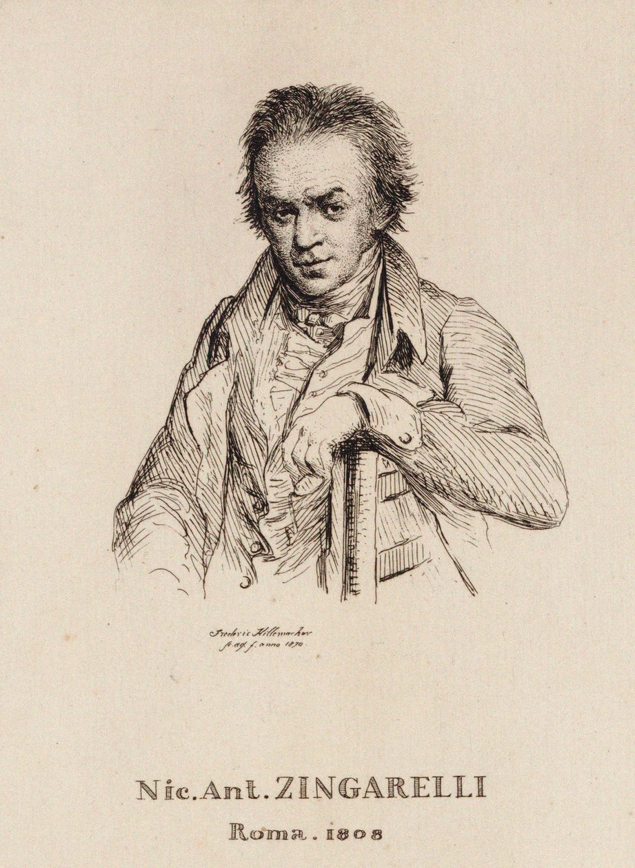 Portræt af komponisten Nicola Antonio Zingarelli 1752-1837. af Frederic Desire Hillemacher