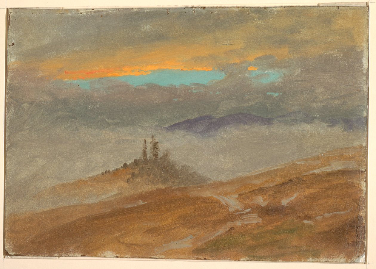 Skystudie, over vinterlandskab af Frederic Edwin Church