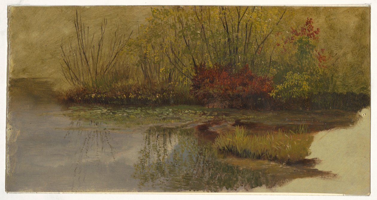 Tegning, Et hjørne af en dam, ca. 1860 af Frederic Edwin Church