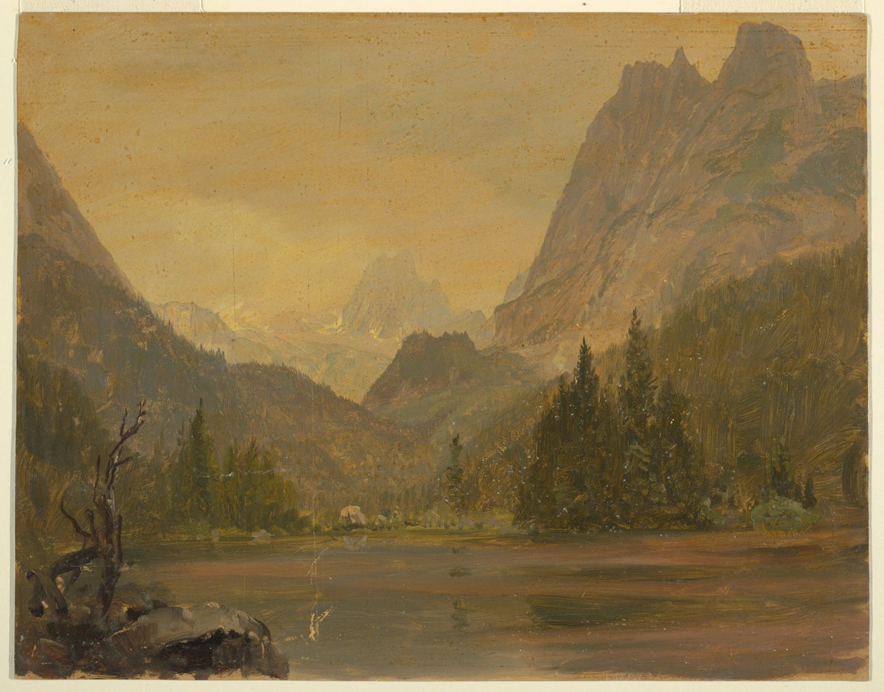 Tegning, Alpesø, Bayern eller Schweiz, 1868 af Frederic Edwin Church