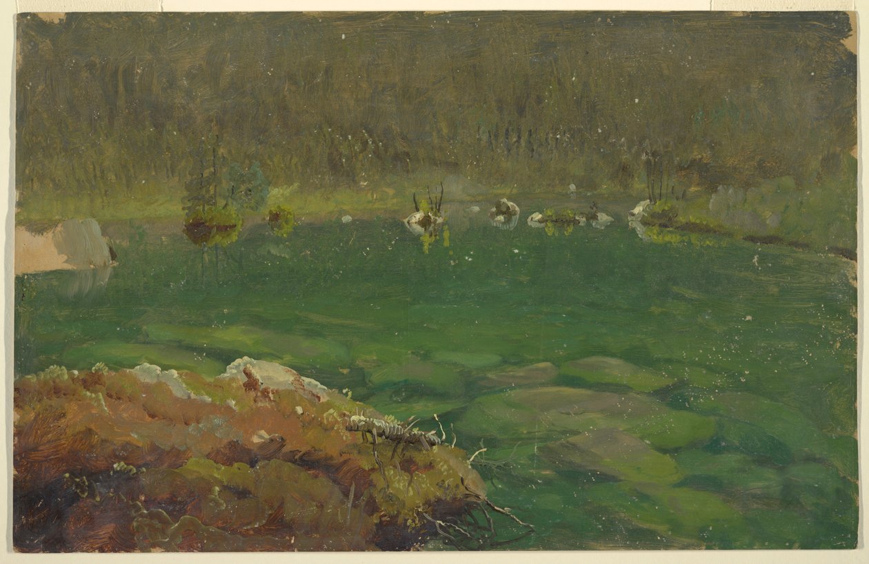 Tegning, Apline-søen, Bayern eller Schweiz, 1868 af Frederic Edwin Church