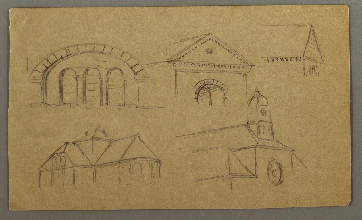 Tegning, Arkitekturstudier, Østrig (), 1868 af Frederic Edwin Church