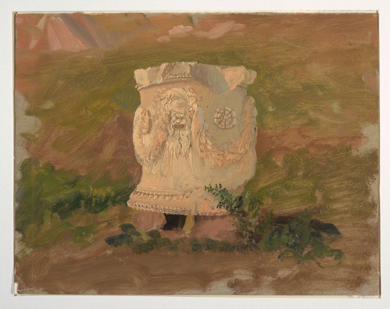 Tegning, Athen, skulptur i Dionysos-teatret, april 1869 af Frederic Edwin Church
