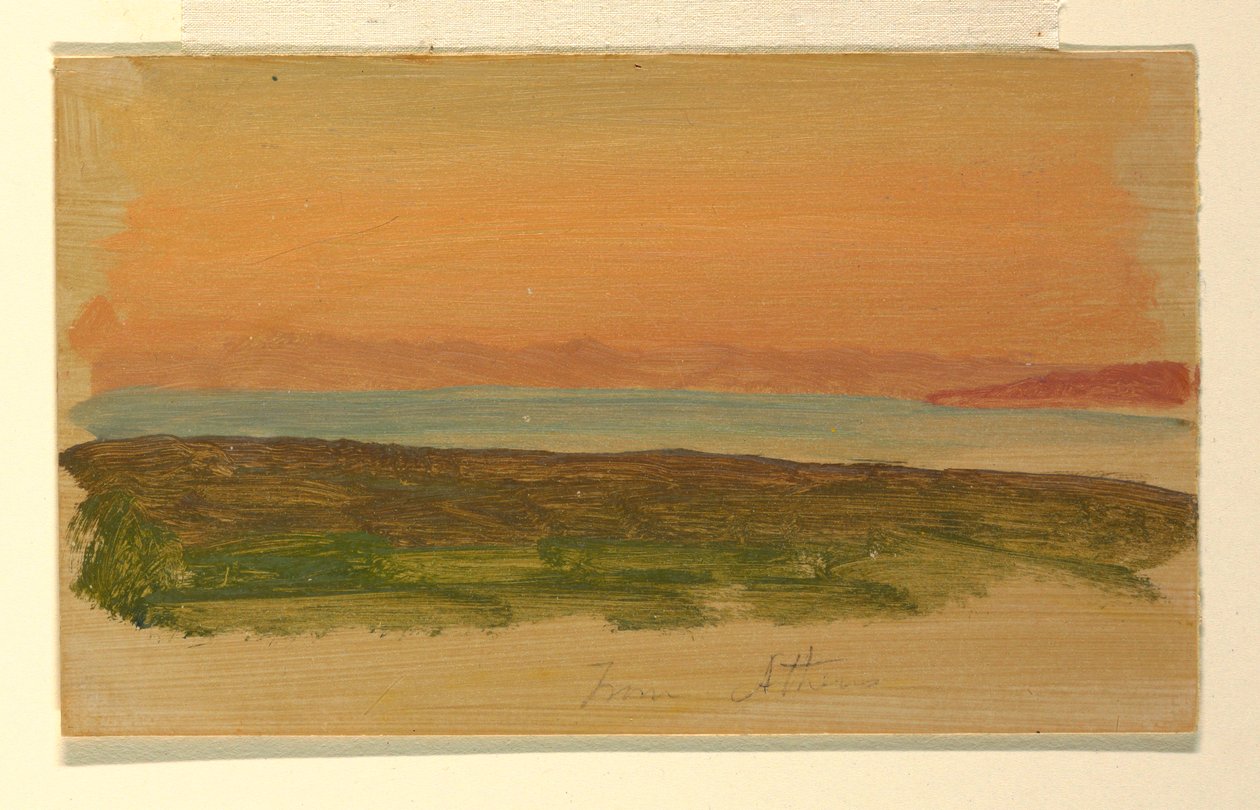 Tegning, Athen, udsigt fra havet, april 1869 af Frederic Edwin Church
