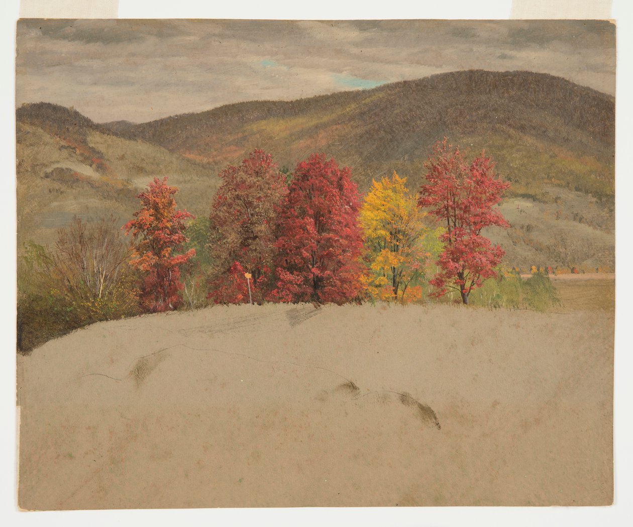 Tegning, Efterårslandskab i New England, sandsynligvis oktober 1865 af Frederic Edwin Church
