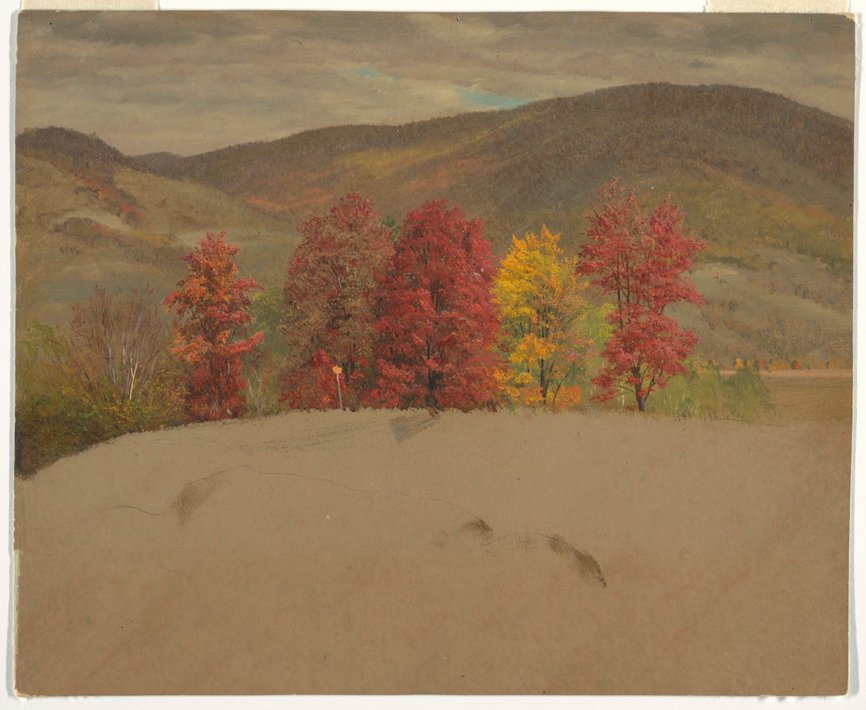 Tegning, Efterårslandskab i New England, sandsynligvis oktober 1865 af Frederic Edwin Church