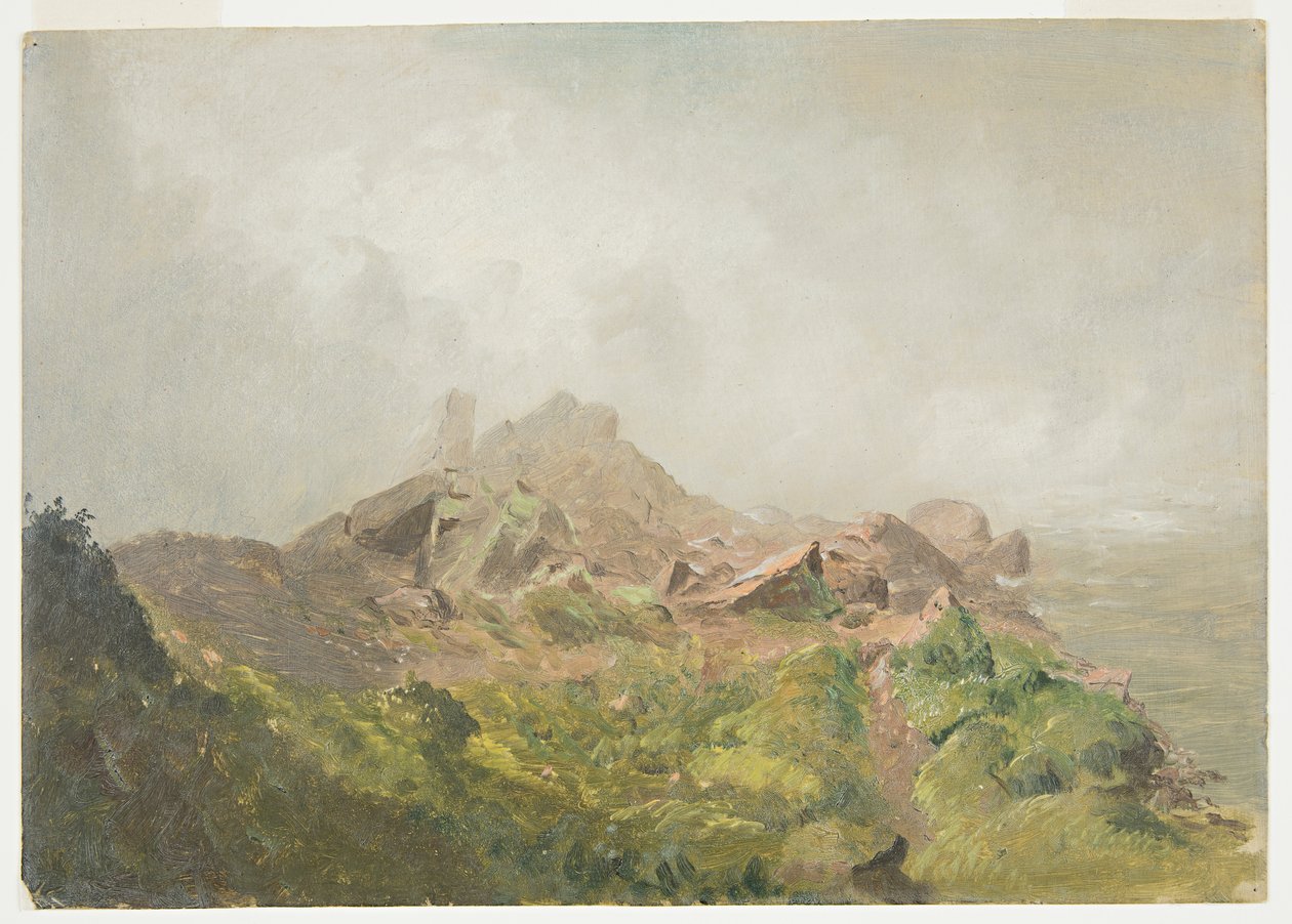 Tegning, Base of the American Fall, Niagara, 1856-58 af Frederic Edwin Church