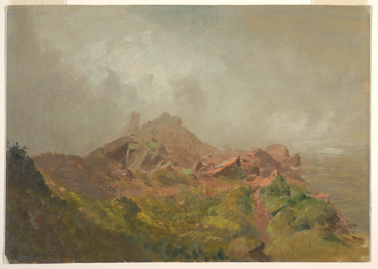 Tegning, Base of the American Fall, Niagara, 1856-58 af Frederic Edwin Church