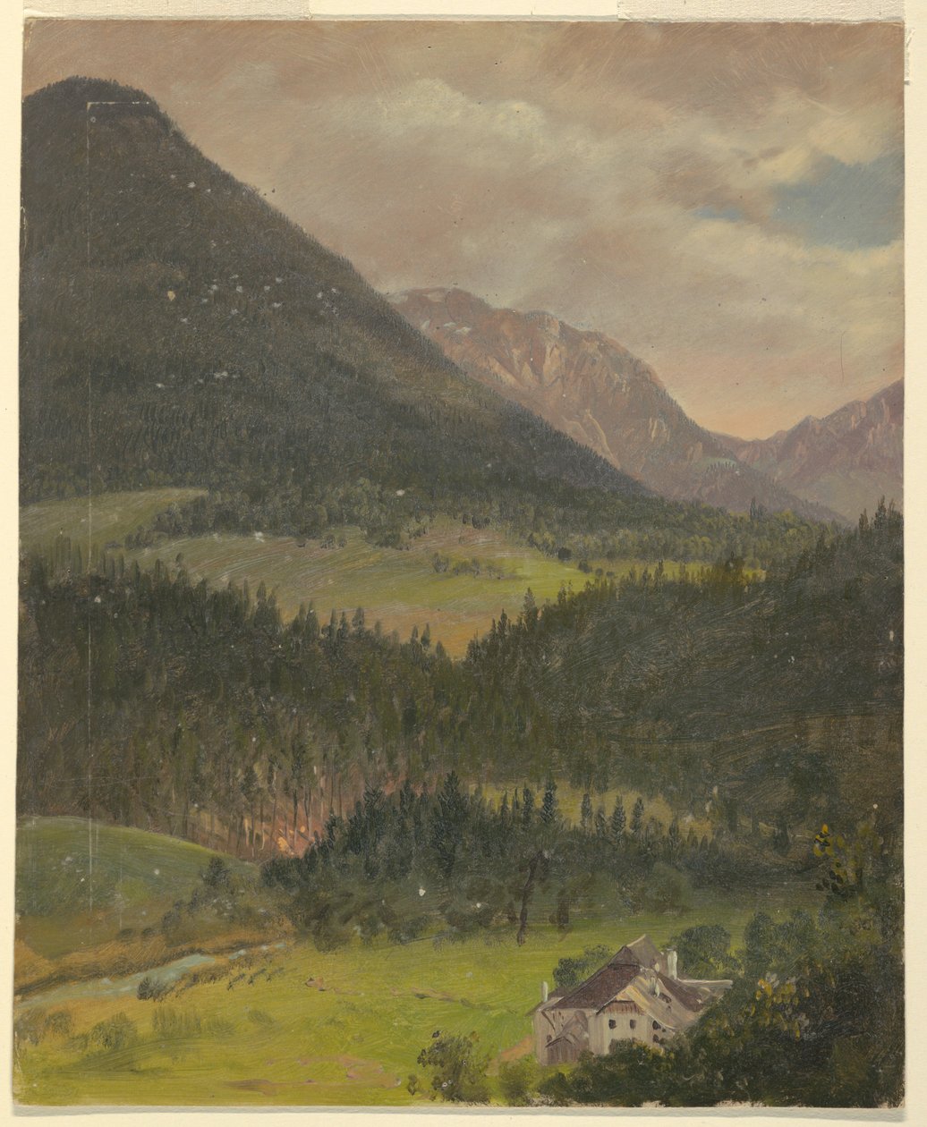 Tegning, landskab i de bayerske alper, 1868 af Frederic Edwin Church