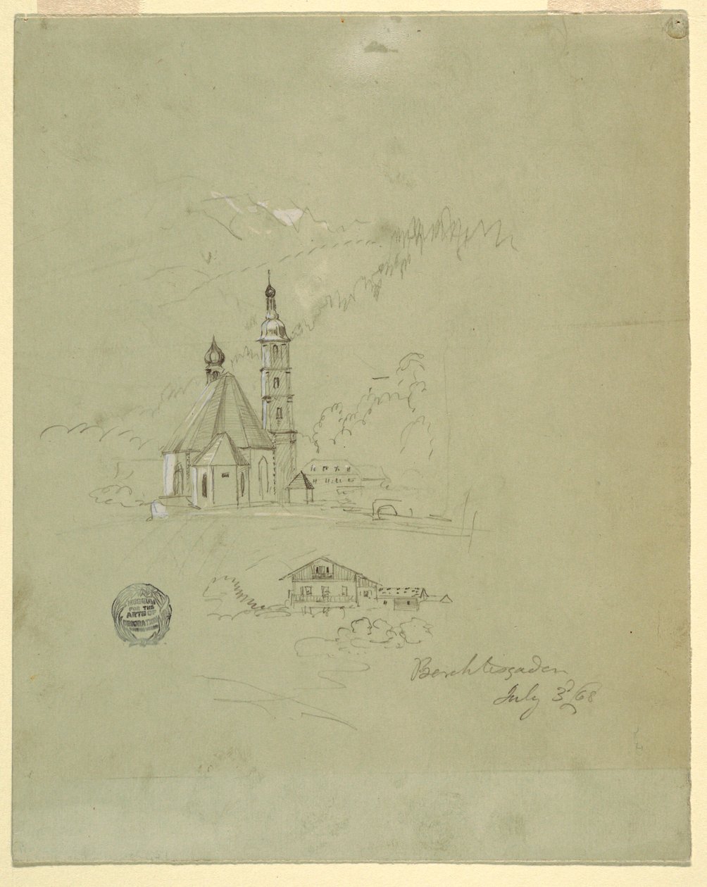 Tegning, Berchtesgaden, Bayern, 3. juli 1868 af Frederic Edwin Church