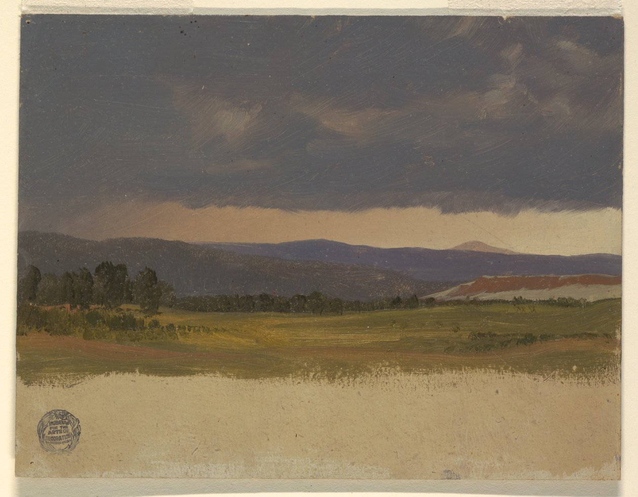 Tegning, Blue Hill under lave skyer, 1869-70 af Frederic Edwin Church