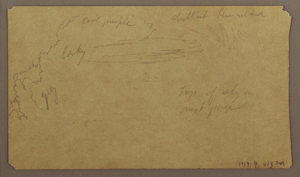 Tegning, botaniske skitser; bagside: Skyer, juli 1865 af Frederic Edwin Church