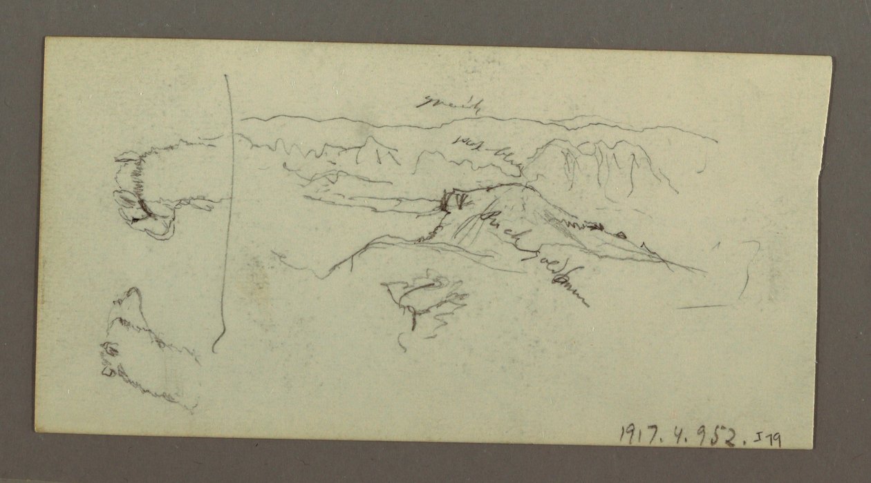 Tegning, Camel Stuides, Tree Bush og Valley, muligvis 1868 af Frederic Edwin Church