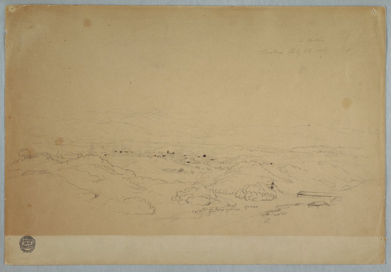 Tegning, Cartago, Colombia, 23. juli 1853 af Frederic Edwin Church