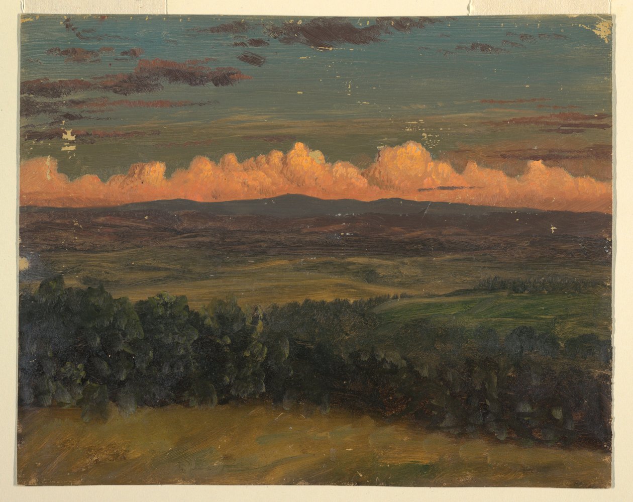 Tegning, Catskills fra Hudson, New York, 1870-80 af Frederic Edwin Church