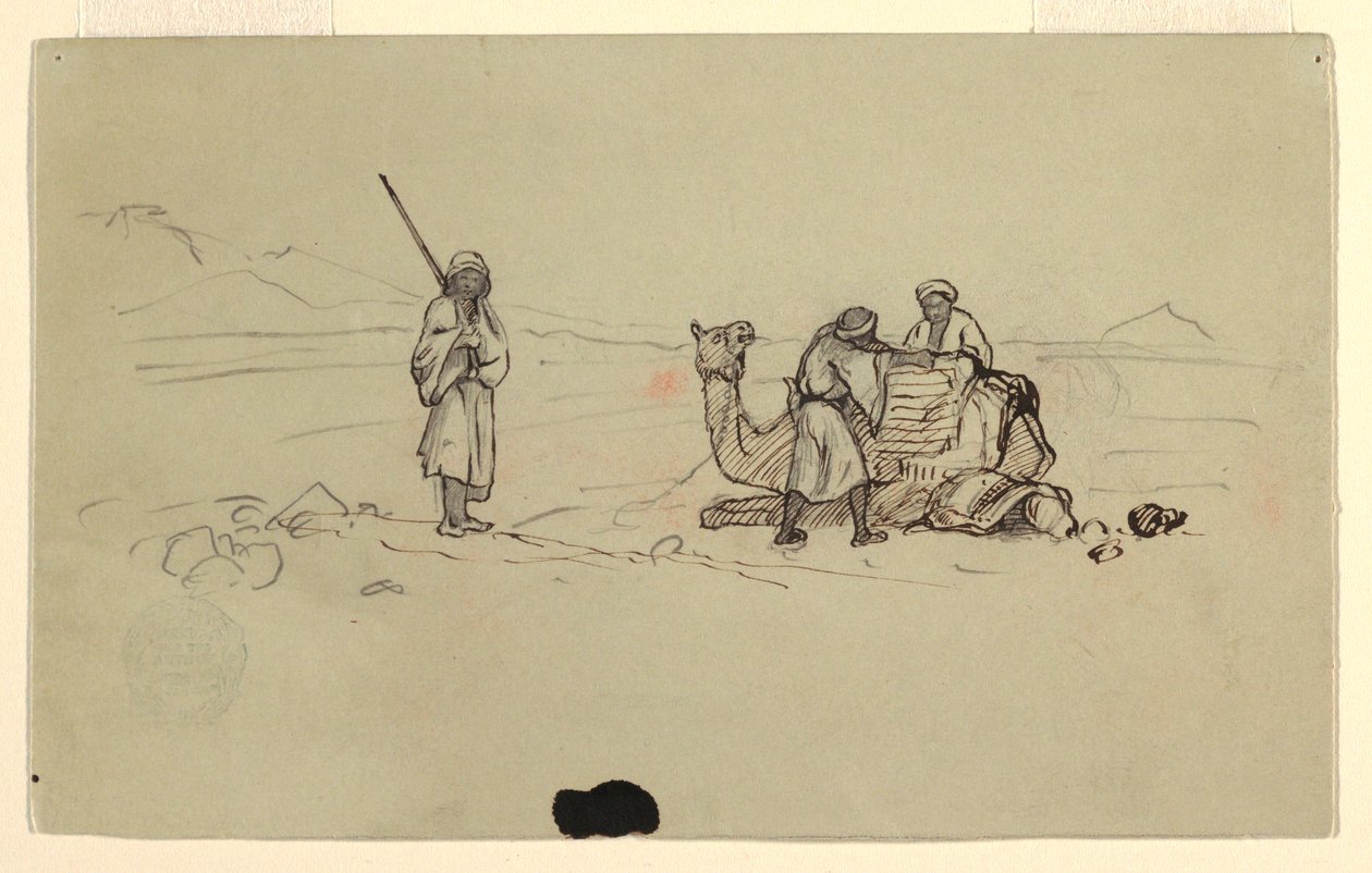 Tegning, Charing a Dromedary, februar 1868 af Frederic Edwin Church