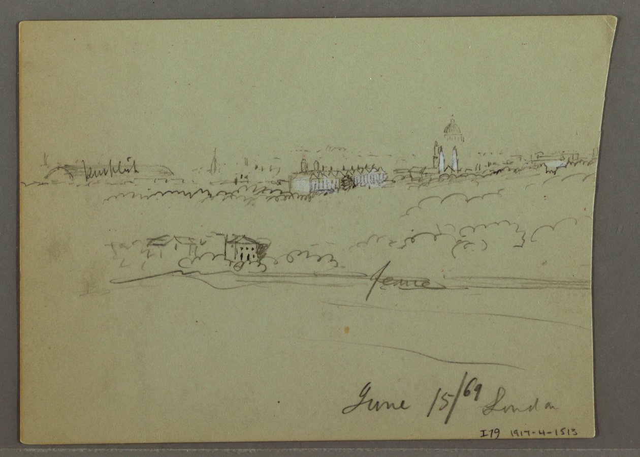 Tegning, City of London, muligvis 1869 af Frederic Edwin Church