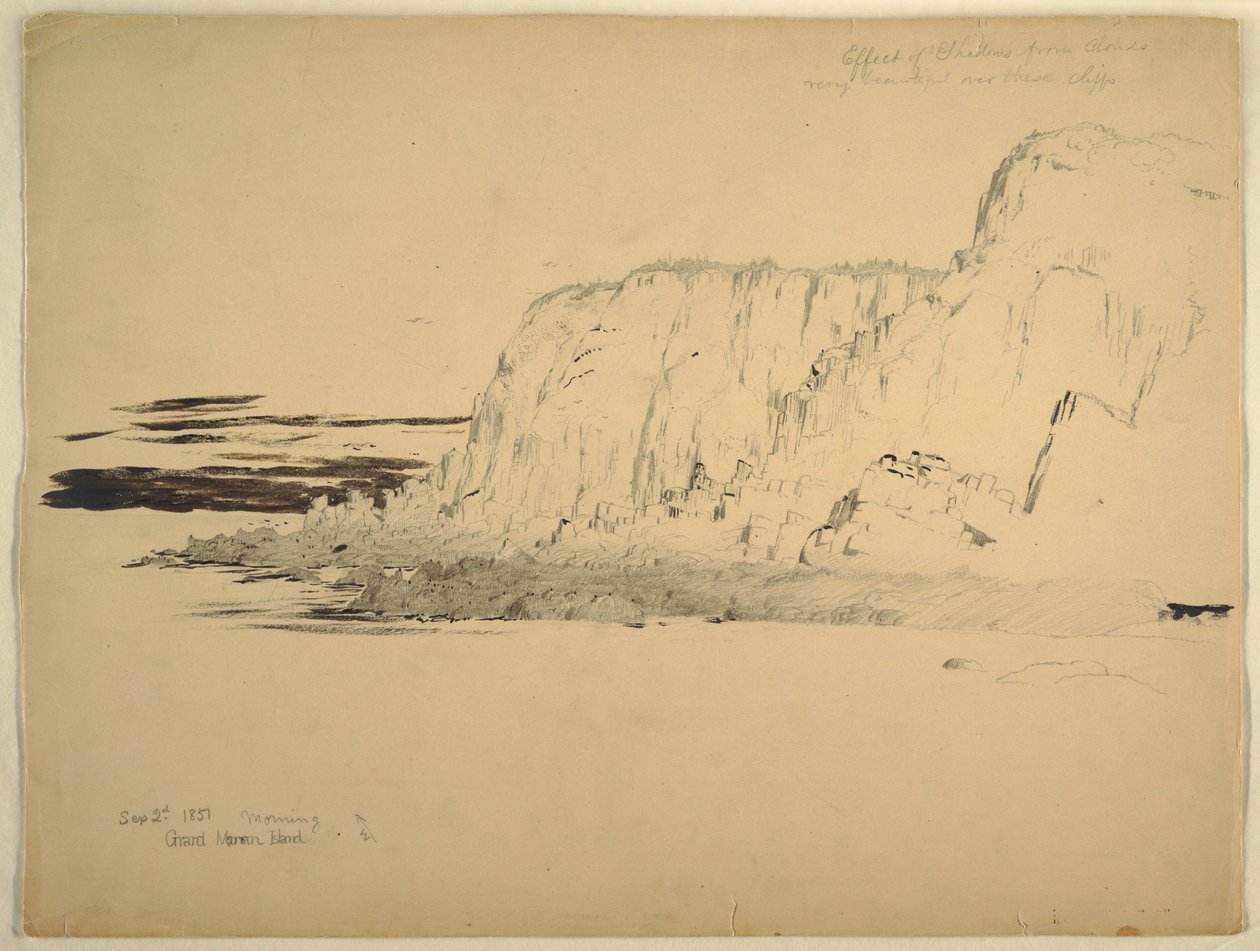 Tegning, Cliffs, september 1851 af Frederic Edwin Church