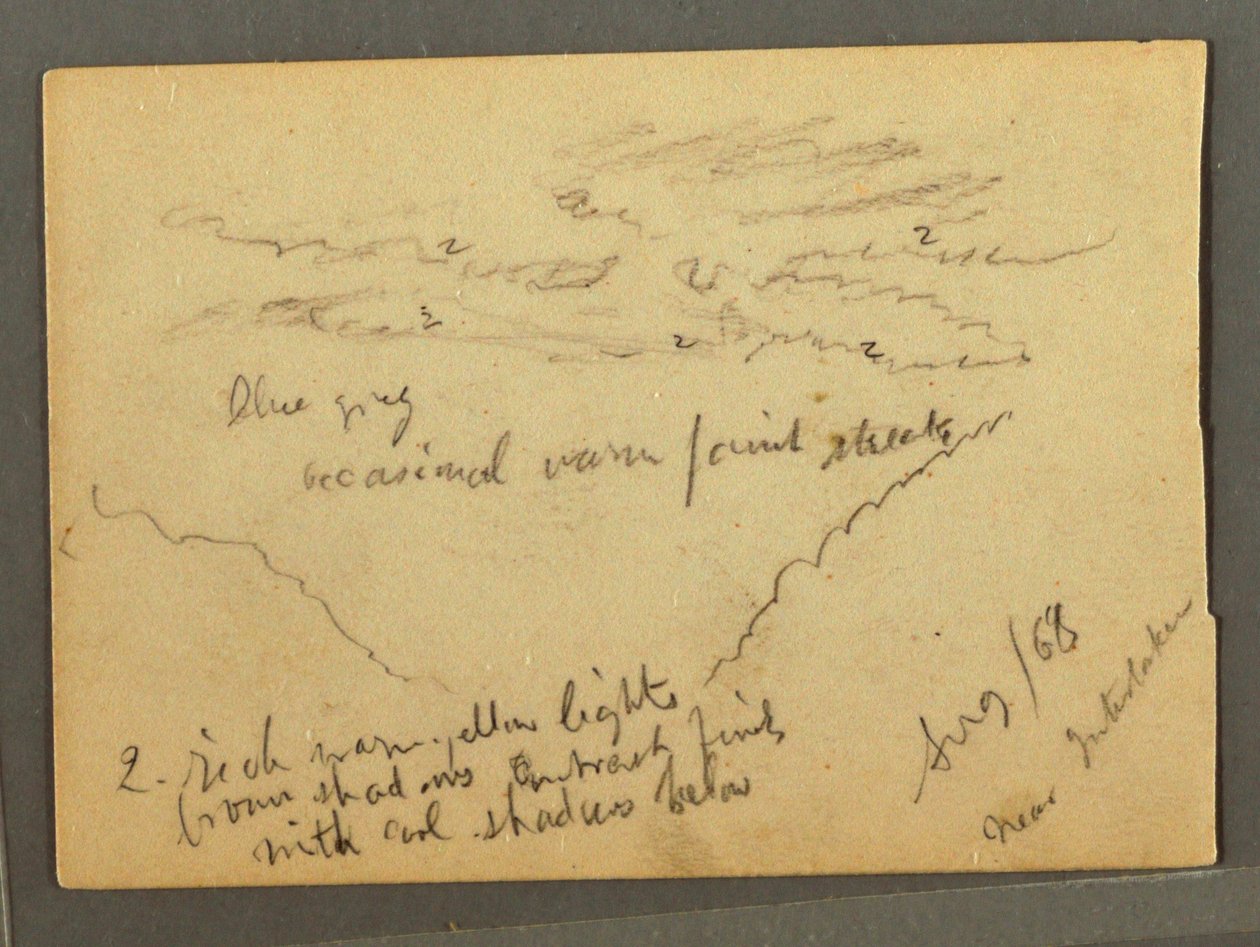 Tegning, Jungfrau med skydække, Interlaken, Schweiz, august 1868 af Frederic Edwin Church