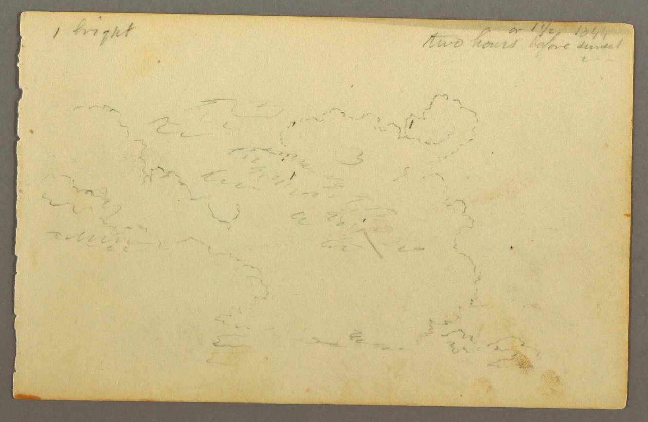 Tegning, studie af skyer, 1844 af Frederic Edwin Church
