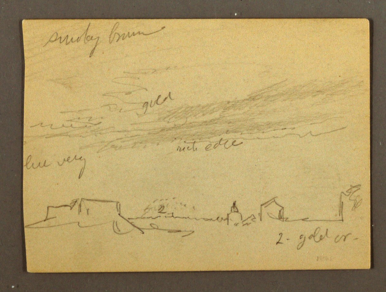 Tegning, Skystudie over bygninger, muligvis 1868-69 af Frederic Edwin Church