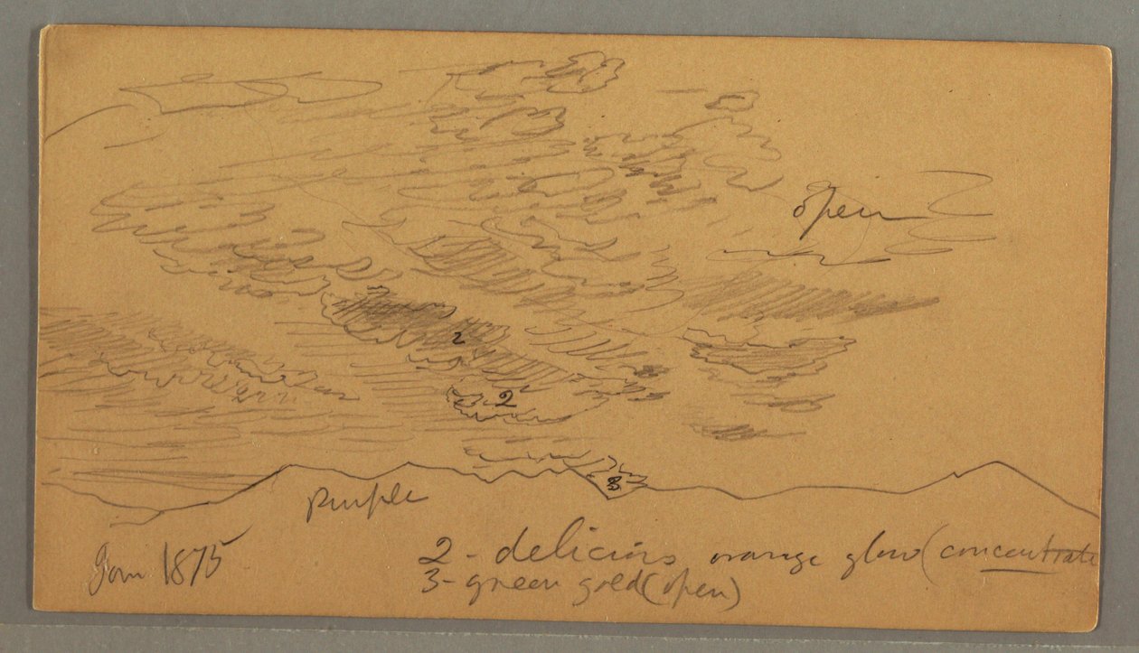 Tegning, Sky over bakker, januar 1875 af Frederic Edwin Church