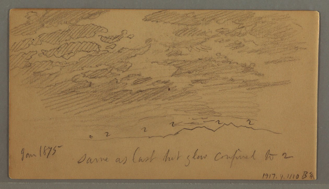 Tegning, Sky over bakker, januar 1875 af Frederic Edwin Church