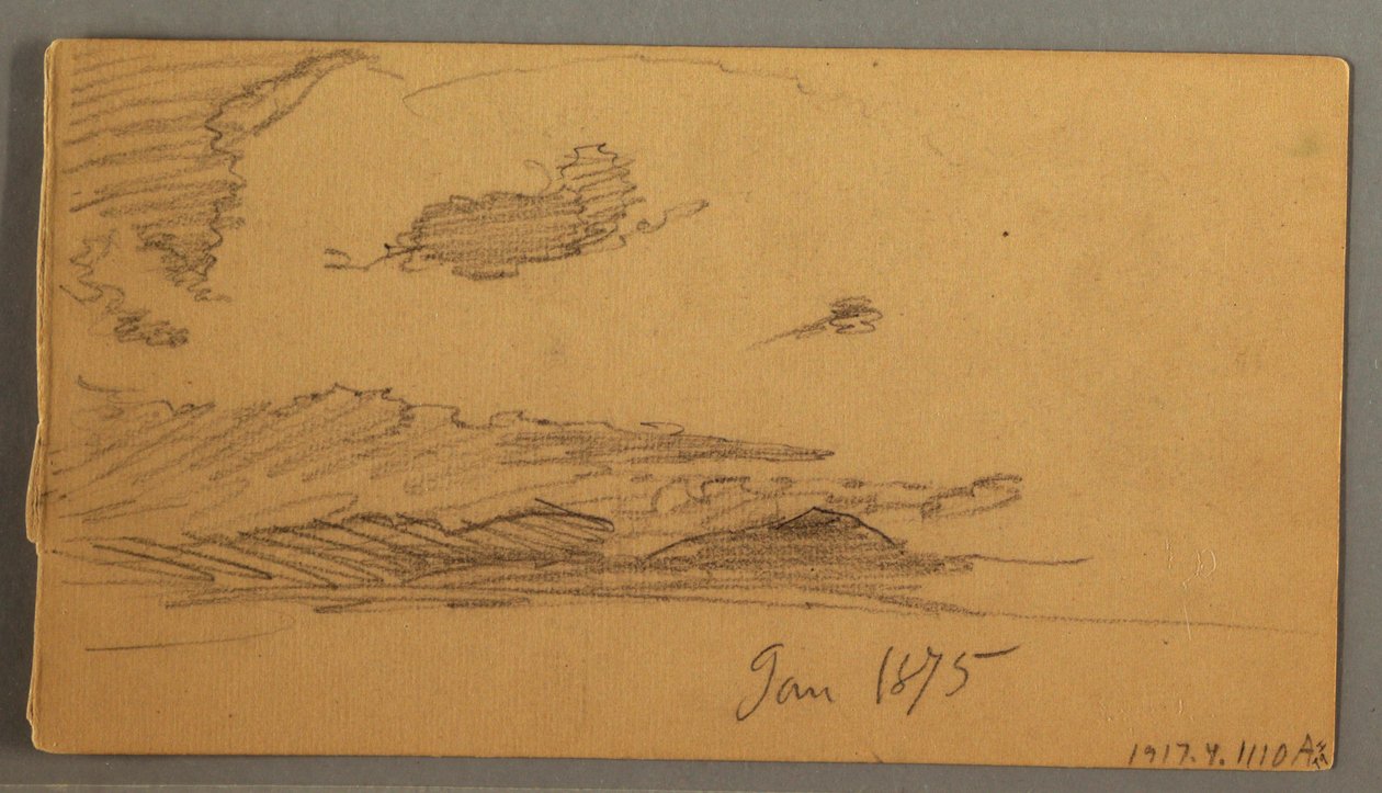 Tegning, Sky over bakker, muligvis 1875 af Frederic Edwin Church