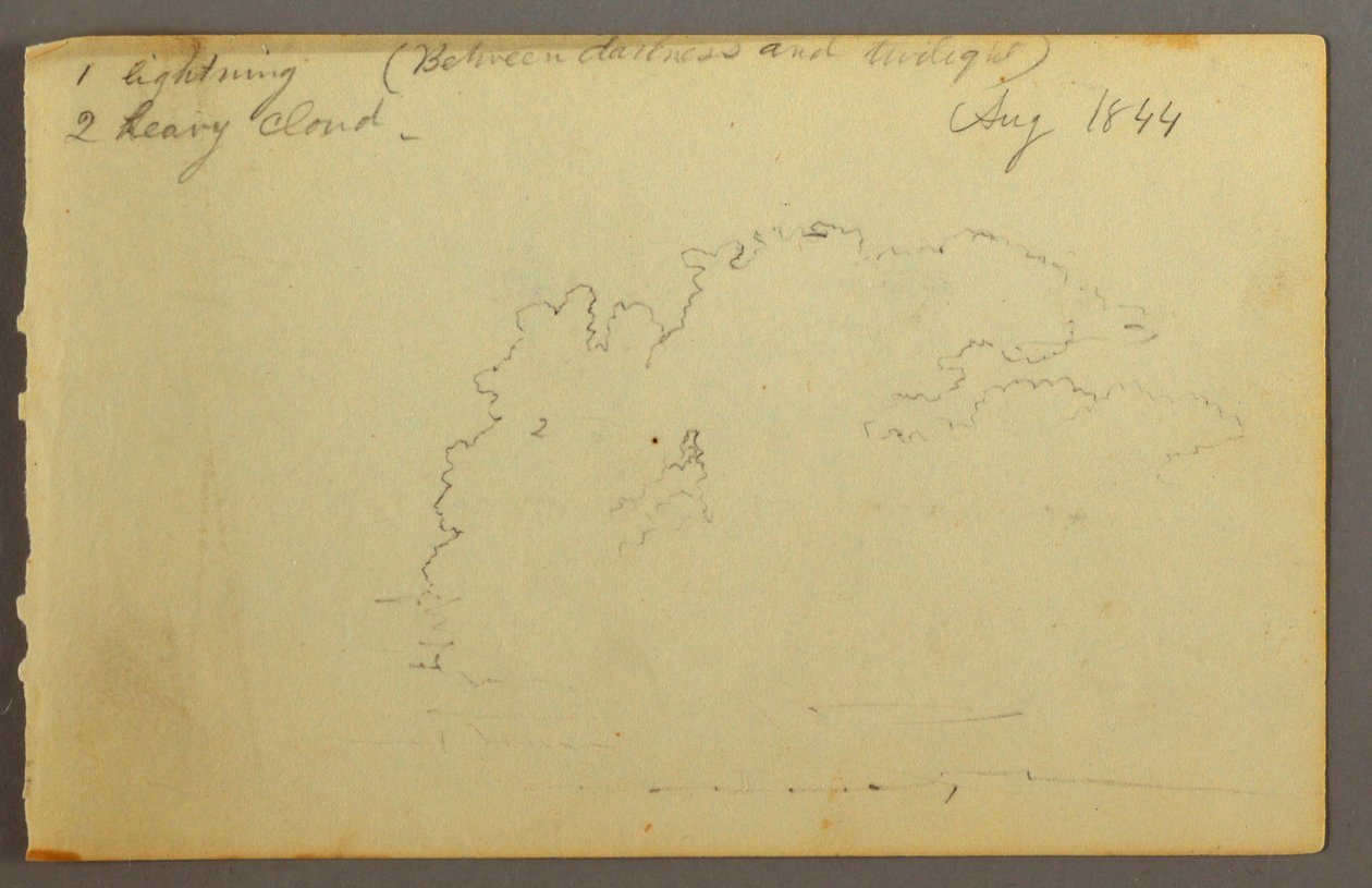 Tegning, studie af skyer, 1844 af Frederic Edwin Church