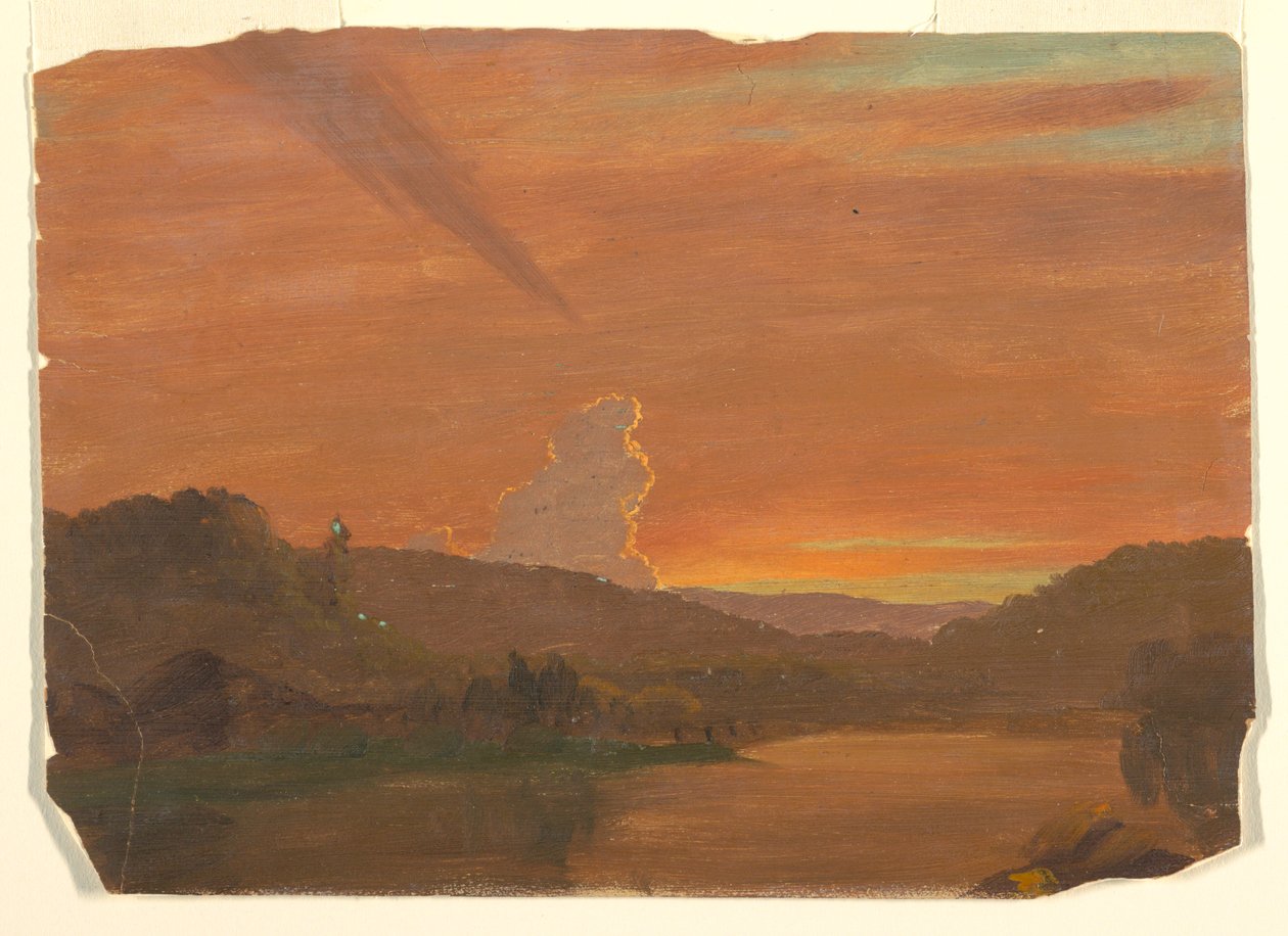 Tegning, Skystudie ved solnedgang, 1850-60 af Frederic Edwin Church