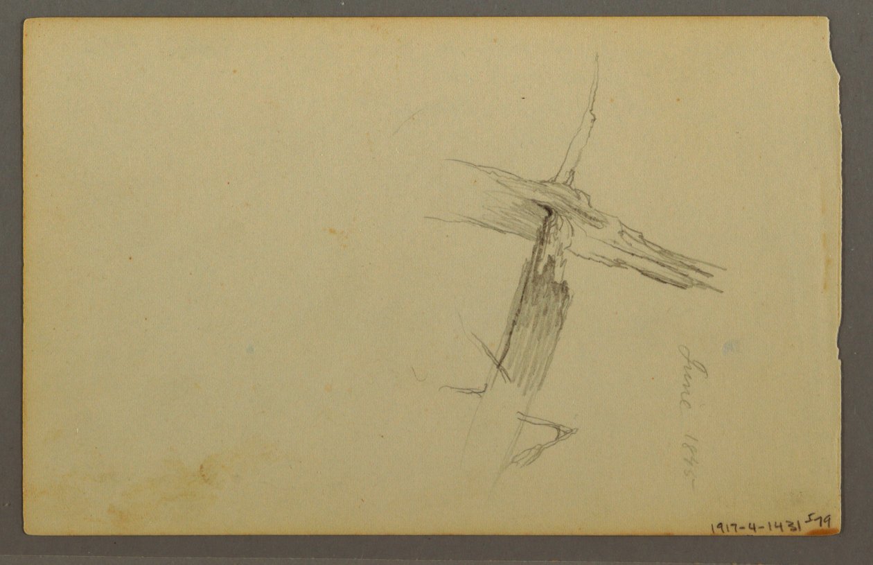 Tegning, studie af skyer, bjergside, 1844 af Frederic Edwin Church