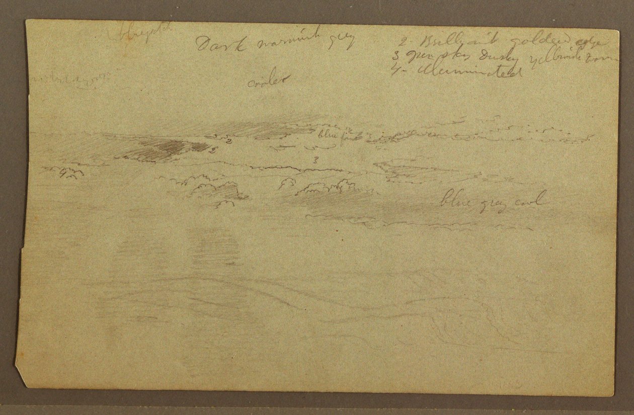 Tegning, Skystudie over bakker, 1860