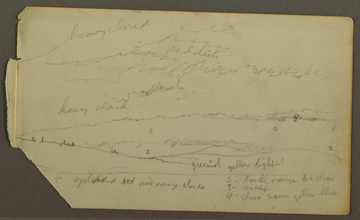 Tegning, Skystudie over bakker, muligvis 1857-58 af Frederic Edwin Church